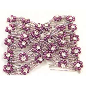  EZ Magic Comb Stretchy Beaded Hair Comb In Purple Beads 