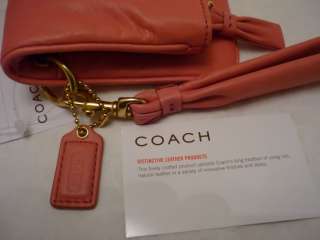 COACH Resort Punch PINK leather Wristlet 42414 NWT + receipt  