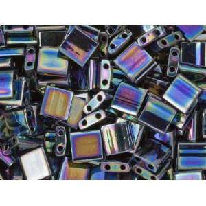  5mm Metallic Emerald Rainbow Tila Square Tube Bead 8g Pack 