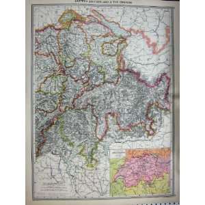  MAP c1890 SWITZERLAND AUSTRIA HUNGARY COMMUNICATIONS