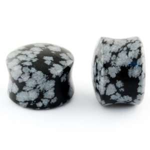 com Pair of Snowflake Obsidian Stone Double Flared Domed Plugs 7/8g 