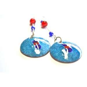  Light Blue Painted Copper Earrings 