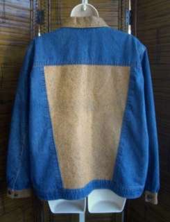 Coldwater Creek Blue Denim Leather Trim Jacket 1X  