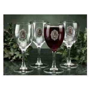  Wine Glasses w/ Pewter Golf Emblem