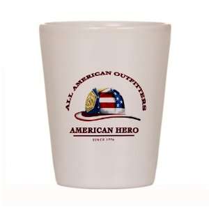 com Shot Glass White of All American Outfitters Firefighter American 