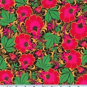  45 Wide Paulina Floral Fantasy Black Fabric By The Yard 