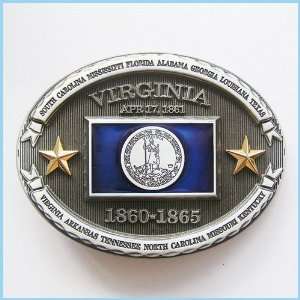  Virgina Confederate Rebel State Flag Belt Buckle FG 019 