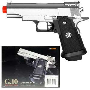 G10 SILVER Metal Spring Airsoft Pistol Colt Hand Gun  
