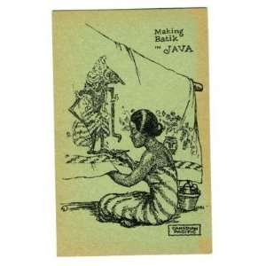   Pacific MEMOGRAM Postcard 1920s Batik in Java 