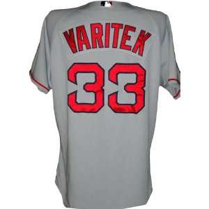  Jason Varitek #33 2008 Red Sox Game Used Road Grey Jersey 