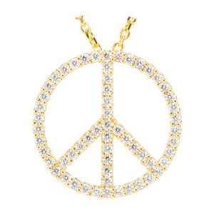  14K Yellow Gold 1/3 ct. Diamond Peace Sign Necklace 