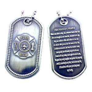   Prayer Fire Rescue Brushed Steel Dog Tag 