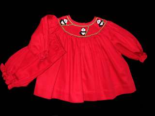 Girls NWT Willbeth Smocked Bishop Holiday Red Dress 6 mos Panda Bears 