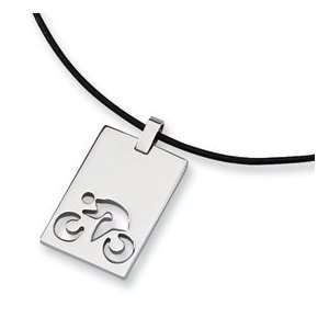  Stainless Steel Leather Cord Cut Out Necklace SRN137 18 Jewelry