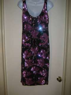 OLEG CASSINI Silk Sequin Dress Sz S 6 Pink and Black  