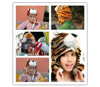 Tiger Animal Cartoon Cap Cute Fluffy Plush Warm Hat Cap  