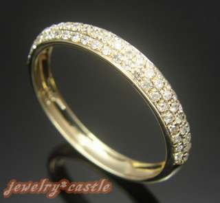 PAVE SOLID 14K YELLOW GOLD DIAMOND WEDDING HALF ETERNITY BAND 