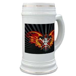 Stein (Glass Drink Mug Cup) Star Skull Flaming Wings