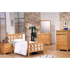   4pc Twin Size Bedroom Set Cottage Style Natural Finish