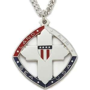  Silver Tri Color Cross Military Medal Military Jewelry Military 