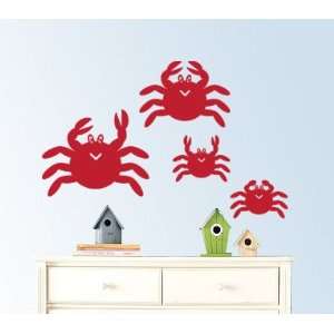 Family of Crabs a Set of 4 Vinyl Wall Decal Great for Any Nursery Kids 