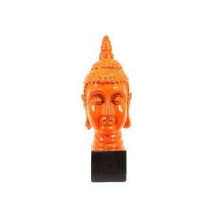  18.5 Orange Pedestal Ceramic Buddha Statue