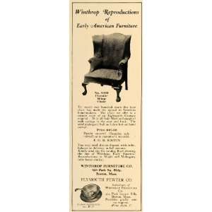  1928 Ad Fireside Wing Chair Winthrop Furniture Company 