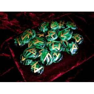  Prosperity of the Tigers Eye Green Rune Stone Set