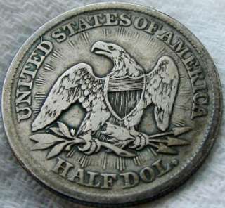 1853 SEATED LIBERTY HALF DOLLAR 90% SILVER 50C OLD U.S. COIN RAYS 