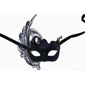  Purple Venetian Swan Metal Half Mask