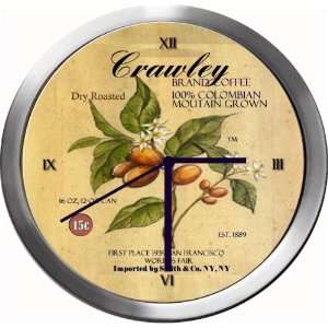 CRAWLEY 14 Inch Coffee Metal Clock Quartz Movement 