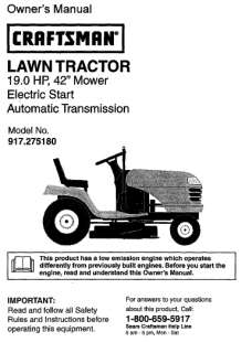  Craftsman 19 HP Riding Mower Tractor Manuals  