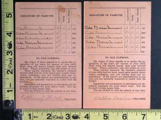   Vintage 1929 & 1930 Scotland, South Dakota Public Schools Report Cards