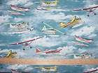Seaplanes Ocean Blue Robert Kaufman Cotton Quilt Fabric BTY Sea Water 