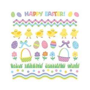  Happy Easter Grass Chicks Eggs Baskets Scrapbook Stickers 
