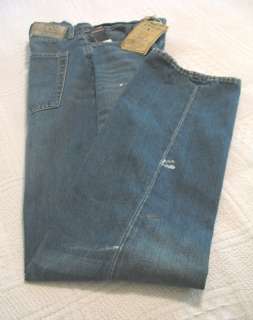 Mens Polo Ralph Lauren Cortlandt 300 Button Fly Distressed Blue Jeans 