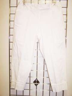   Womens White Cotton Pleated Capri Dress Pants 14W 22W  