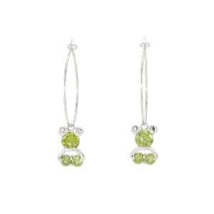  Crystal Teddy Bear Drop Earrings (Green) Jewelry