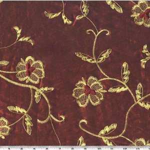 54 Wide Embroidered Taffeta Kerry Scarlet/Gold Fabric By 