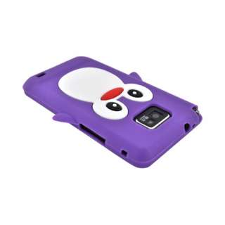 For AT&T Samsung Galaxy S2 Purple Penguin Anti Slip Silicone Skin Case 