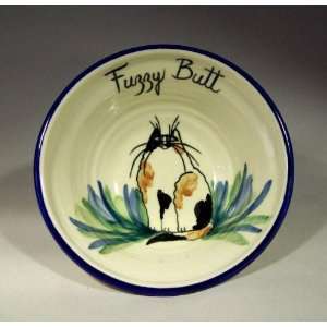    Fuzzy Butt Cat Bowl or Plate by Moonfire Pottery