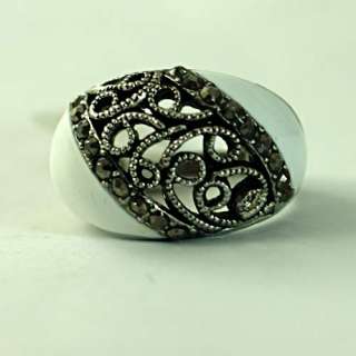 New Style Cocktail 18K GP Hollow Lace Diamante CZ Finger Ring White 