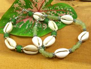 Hawaiian Surfer Girl Style Cowrie Shell Glass Jewelry Anklet 5264 