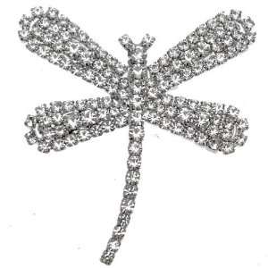  Acosta Brooches   Large Silver Tone Diamante Crystal 