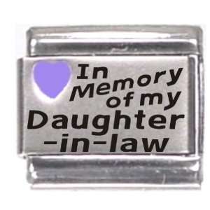  Memory Of My Daughter in Law Purple Heart Laser Italian Charm Jewelry