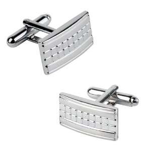  Cufflink , Silver Grille Rectangle 