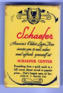 1939 SCHAEFER BEER & NY WORLDS FAIR Pocket Mirror  