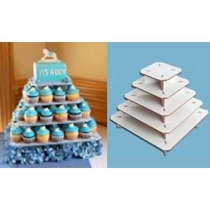  NEW Undecorated 5 Tiered Mini Square Cupcake Display 