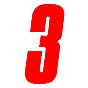 inch tall Red Race Number 3 racing numbers decals  