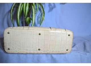 DOONEY AND BOURKE WHITE CROC EMBOSSED LEATHER SATCHEL  